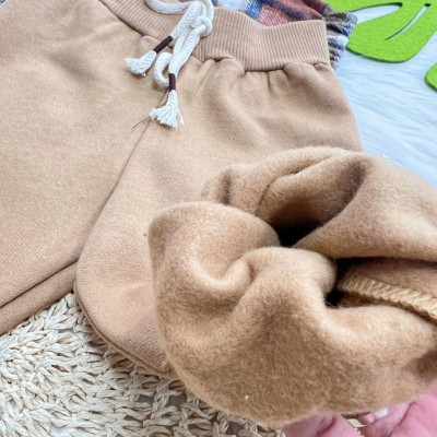 Conj. Casaco Flanelado Xadrez com Capuz de Pelinho e Calça de Moletom - Marrom